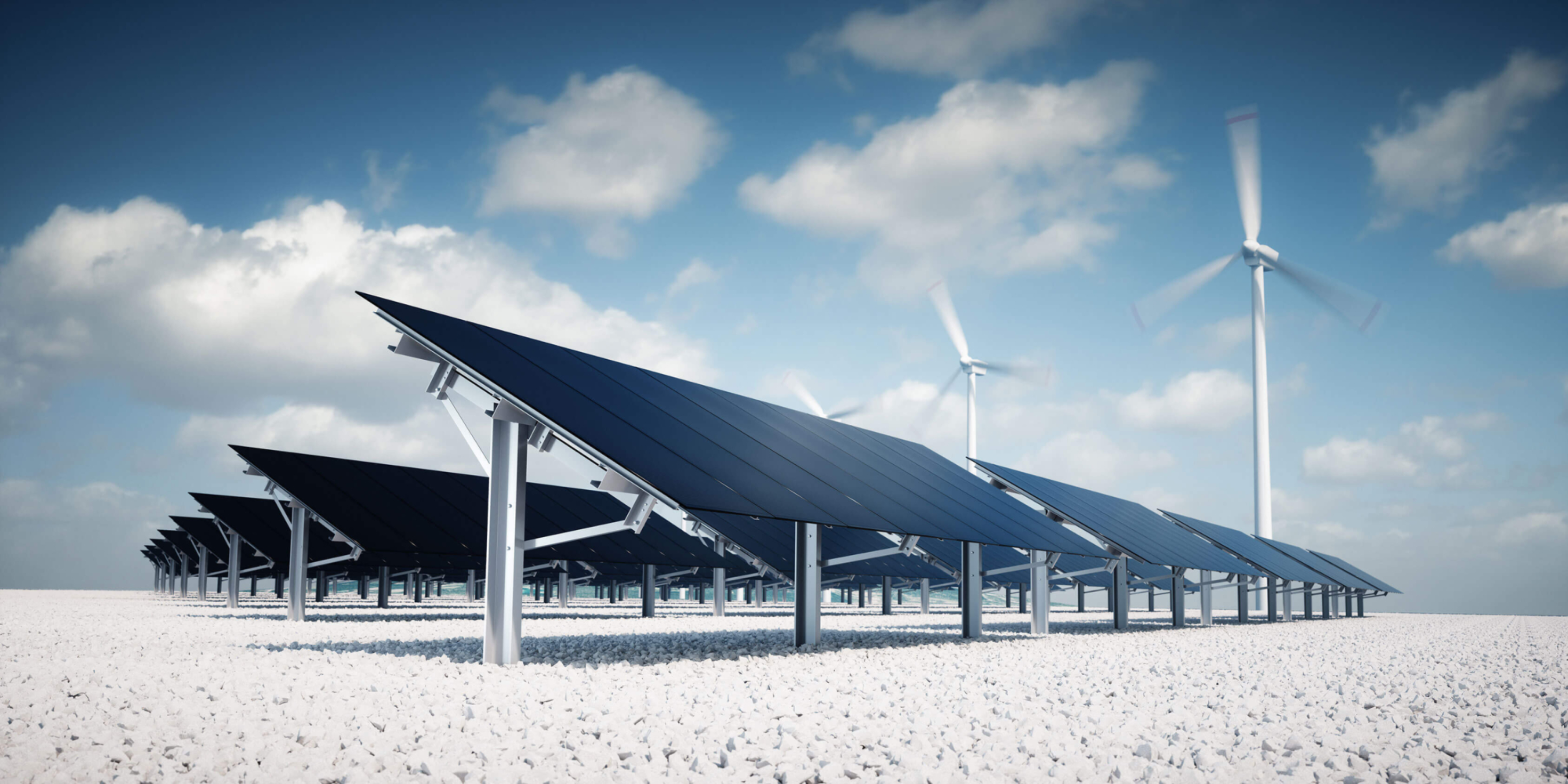 Renewables - Solar panels and wind turbines