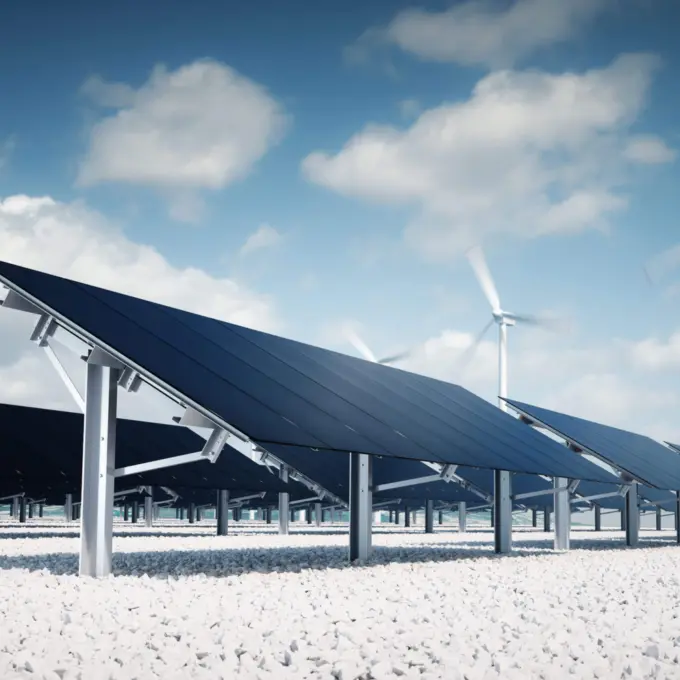 Renewables - Solar panels and wind turbines
