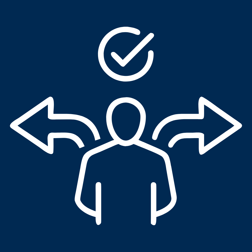 Icon PSN right decision navy background web SQ HR BBA