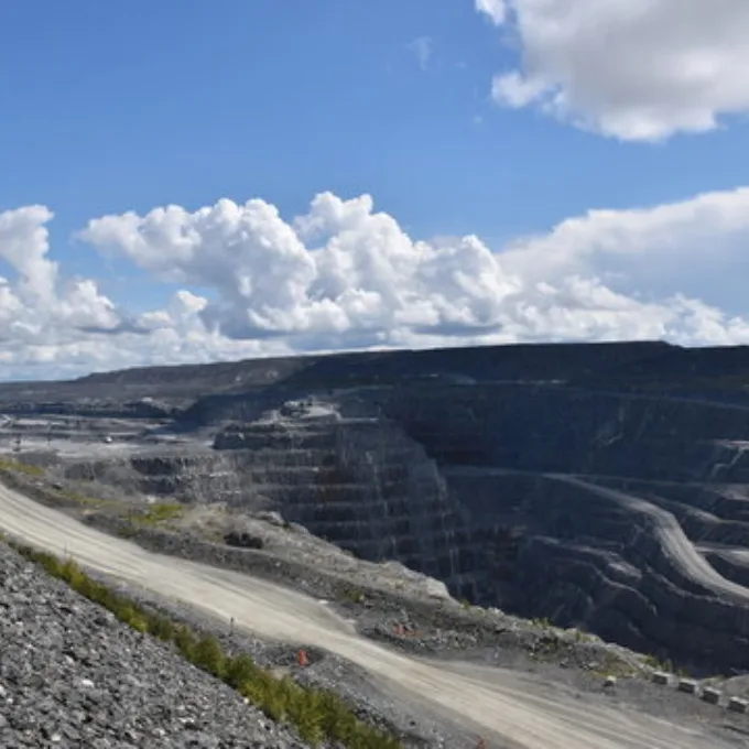 Mm open pit landscape mining road benches malartic hz lr stockphoto