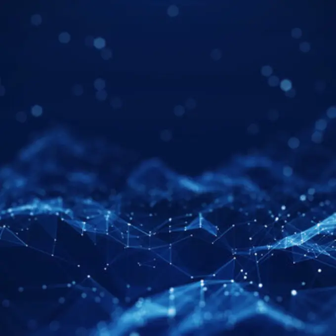 Digital cybersecurity data network visualization graphic polygons dots lines digital wave HZ HD adobe