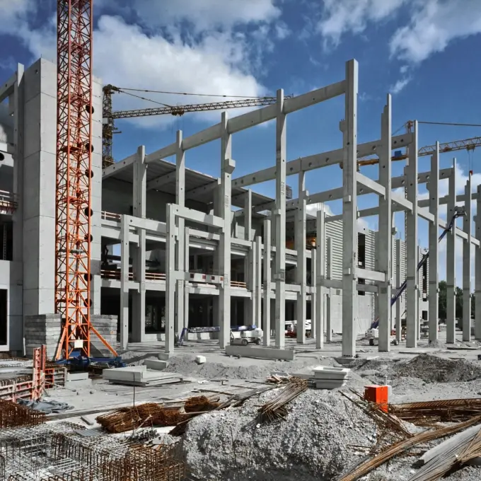 Indust construction concrete structure rebar cranes sq lr getty
